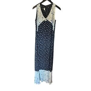 Zoe Cali floral sleeveless cottagecore S floral Maxi Dress rayon crepe Vtg Dress